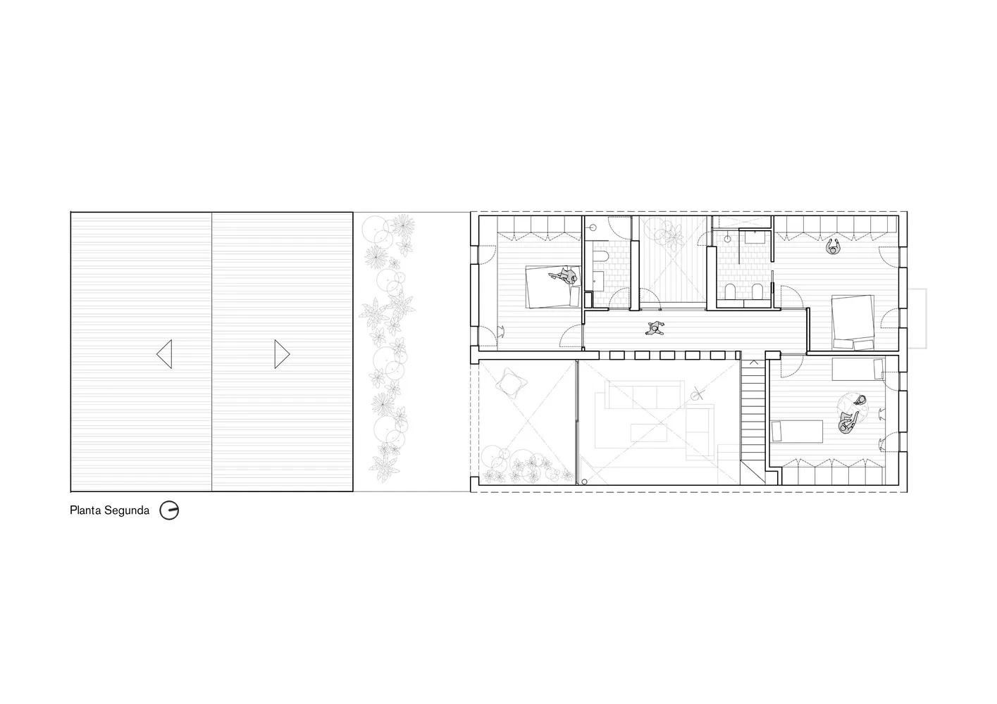 Floor plan of a modern house with wooden features