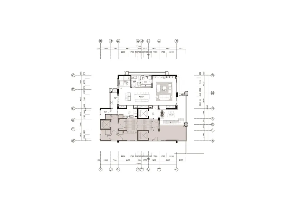 Detailed 2D architectural drawing of a house layout, showing dimensions and room arrangements.