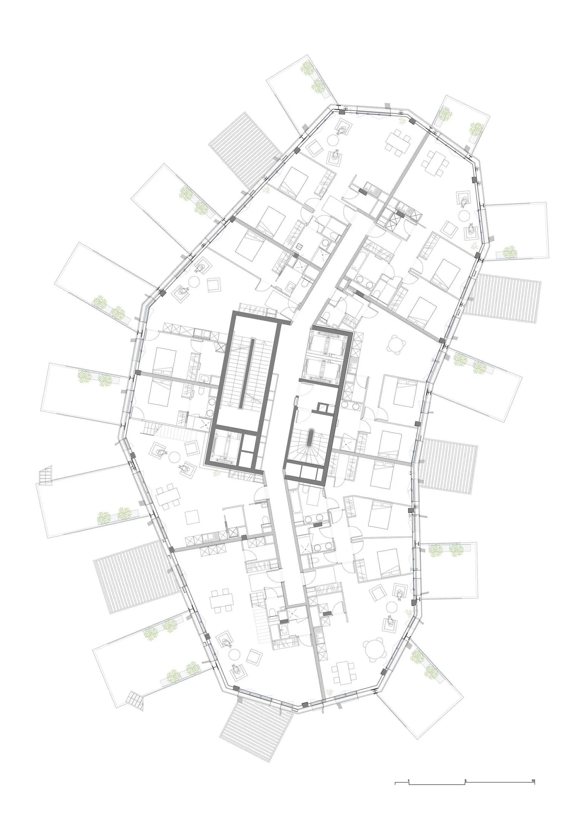 Black and white architectural diagram showing a simple floor plan layout