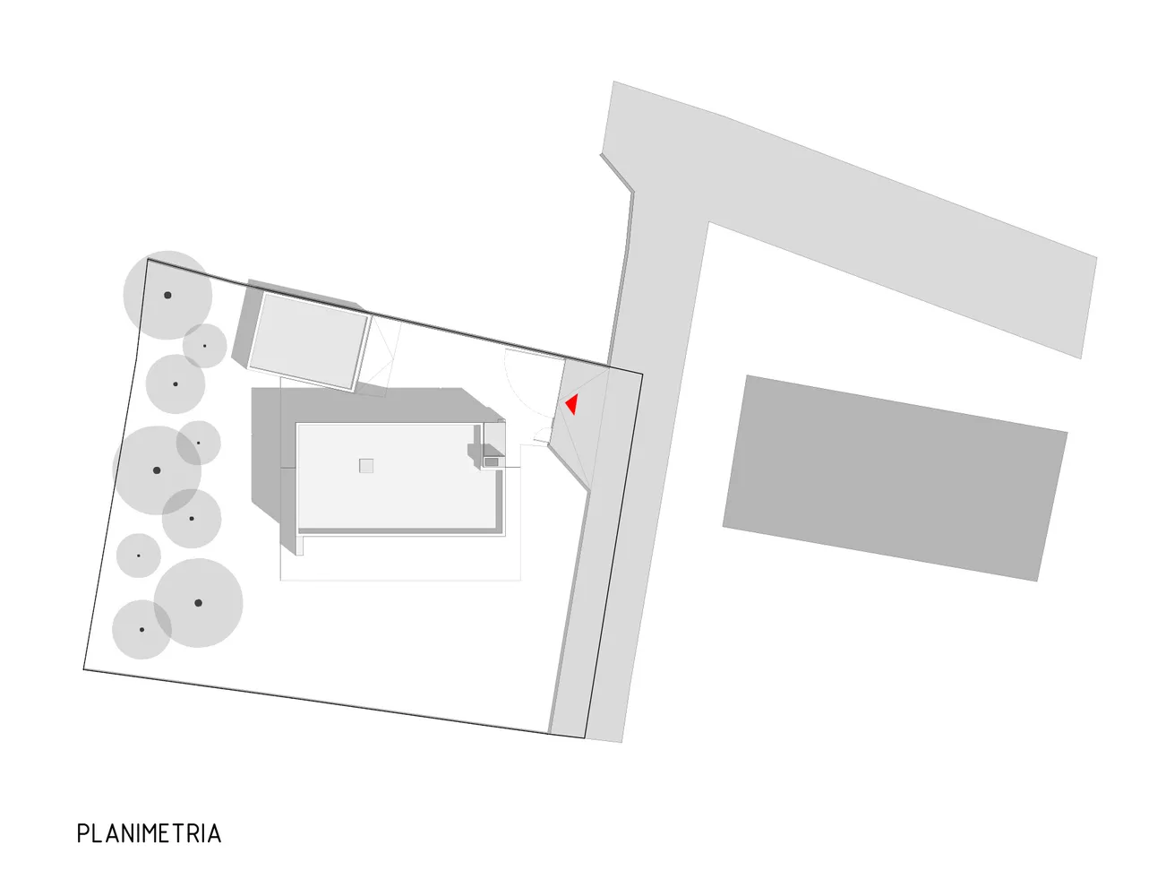 Floor plan of an architectural design on paper.