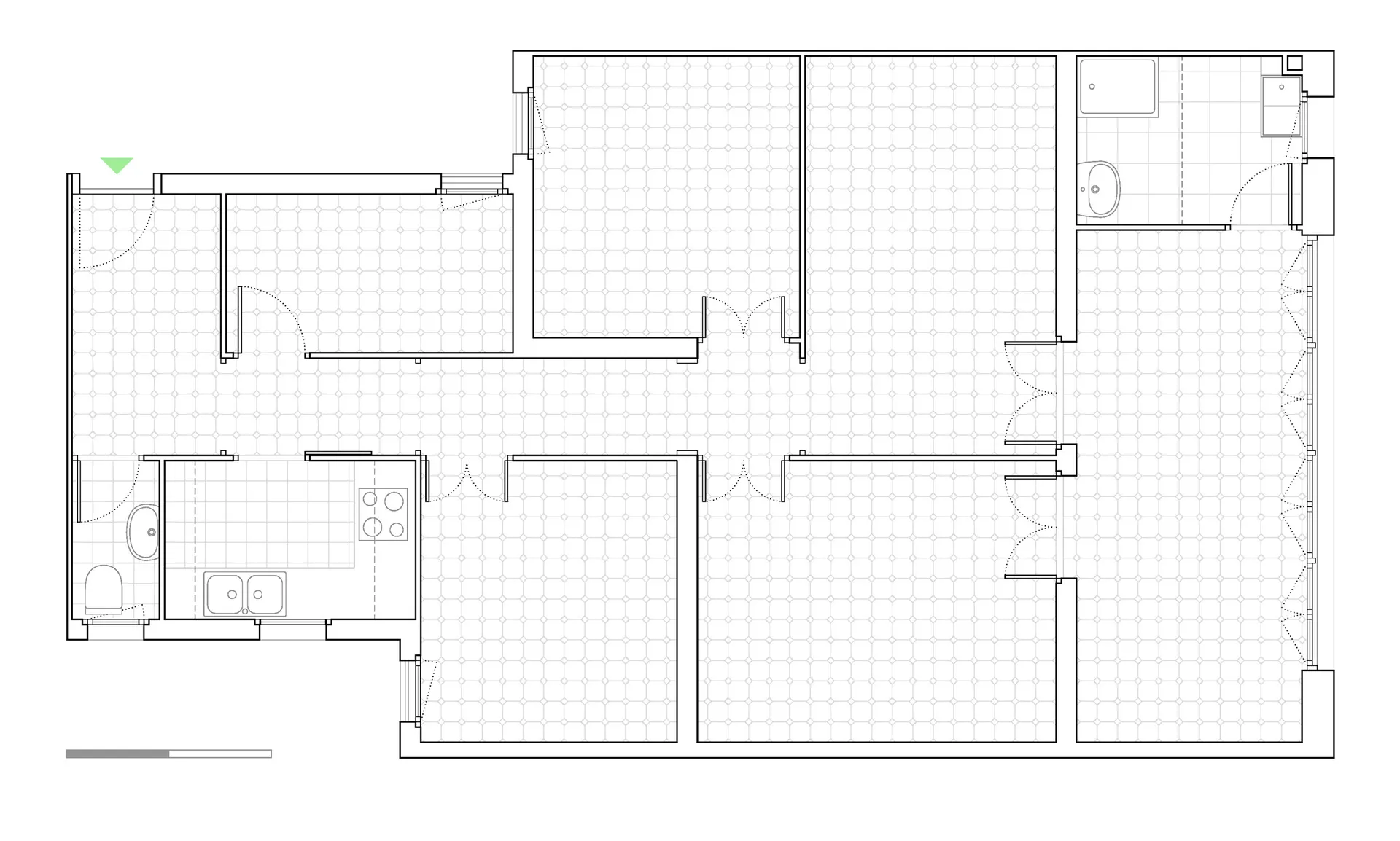 Modern black floor plan with minimalist design.