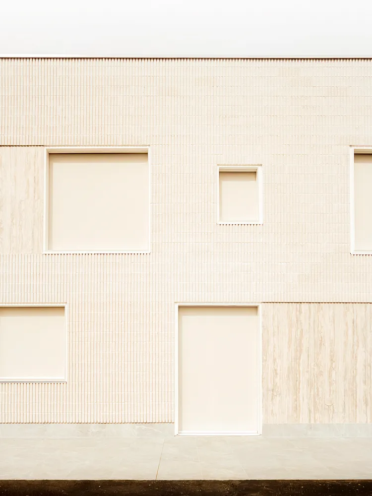 Modern building exterior with concrete facade and minimalistic design