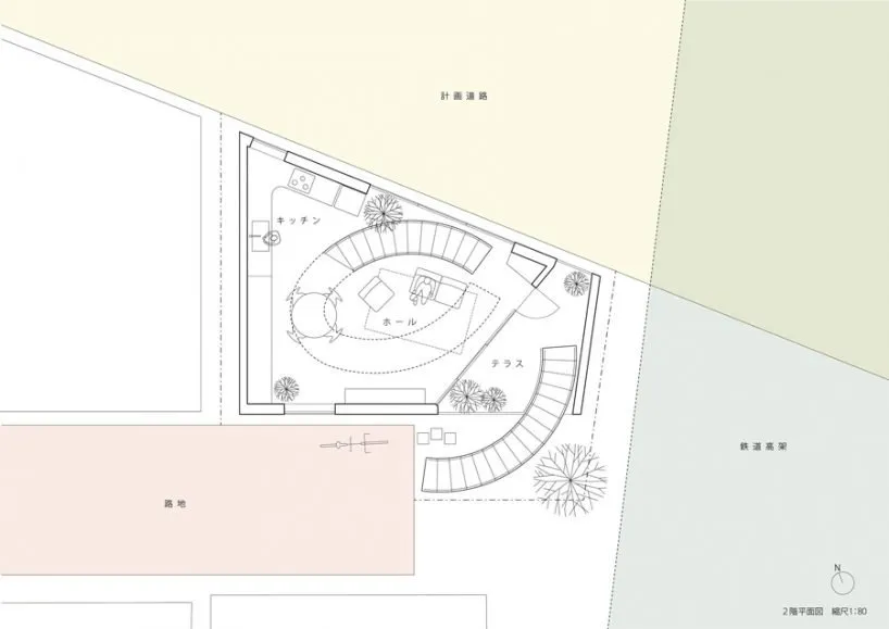A detailed floor plan of a modern living space showing various rooms and features.