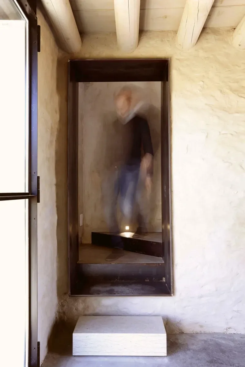 Concrete staircase in an industrial-style building