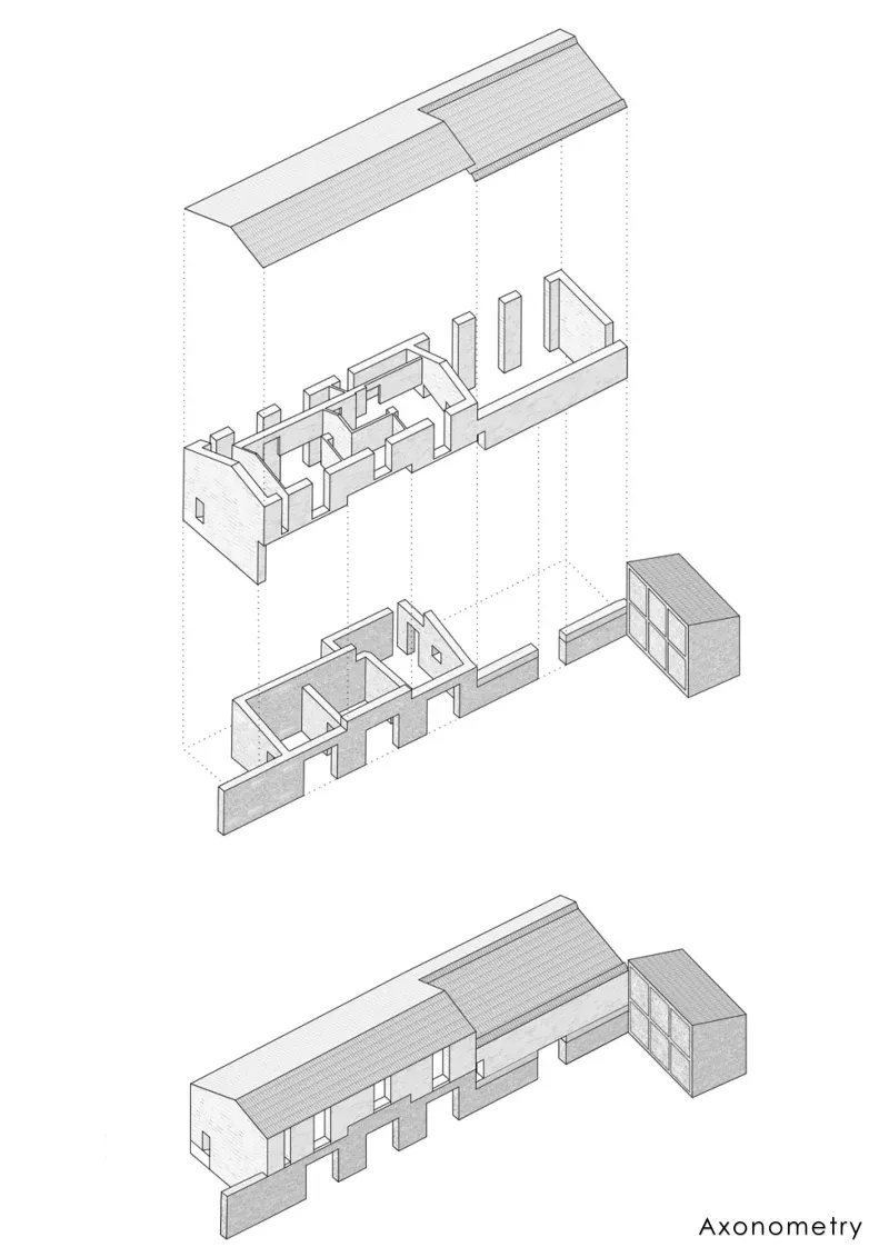 Plan of an architectural interior design showing spatial relationships and functional zoning