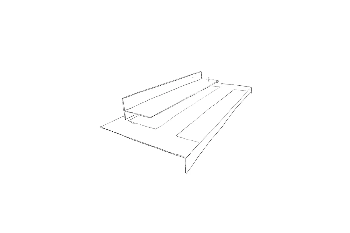 Simple, modern, concrete staircase with a sleek, clean design.