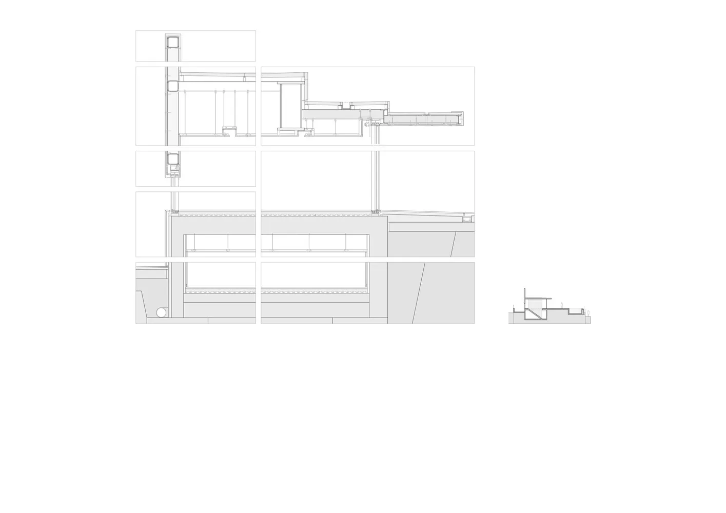 現代室內金屬框架的剖面圖。