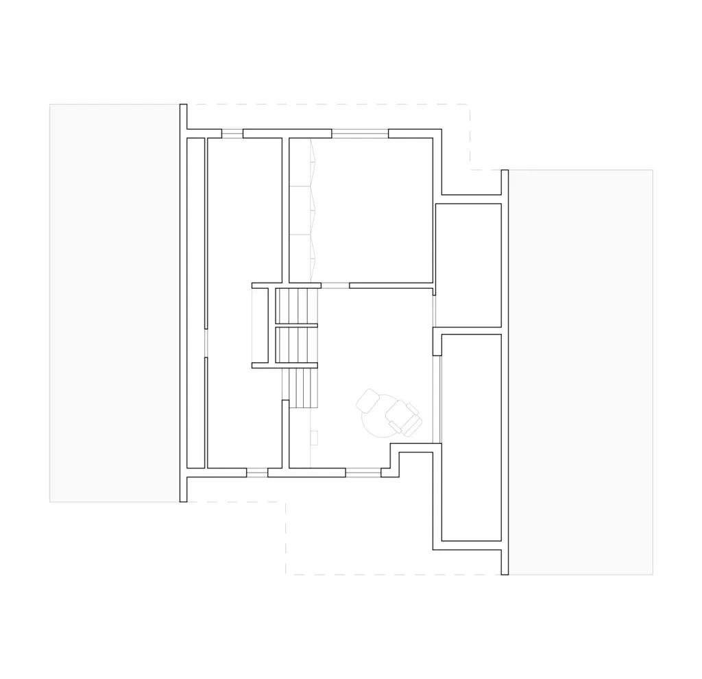 A detailed architectural drawing of a modern apartment floor plan.