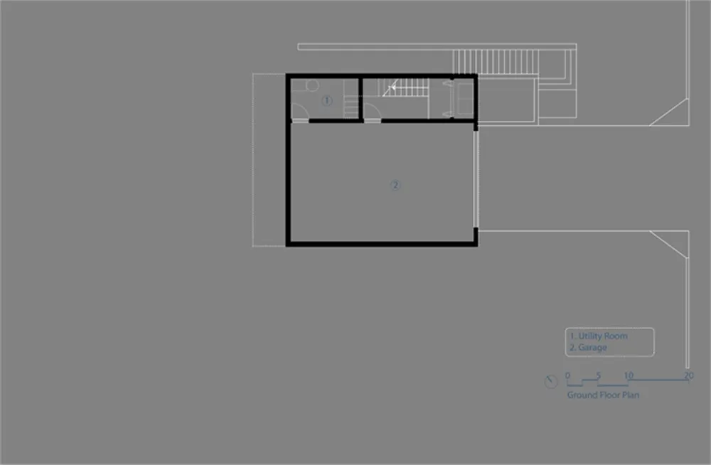 Ground floor plan depicting utility room and garage areas with drawn lines and annotations.