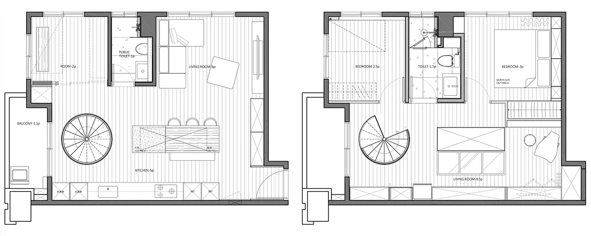 Floor plan of a modern loft interior with metallic finishes and bright lighting.