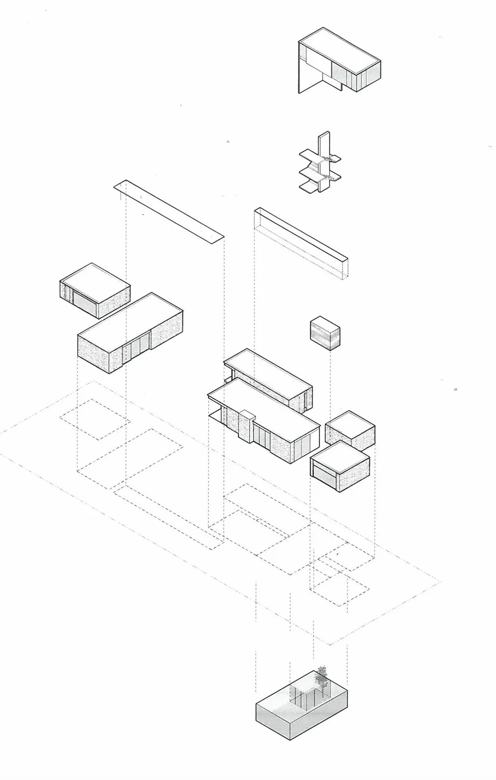 Isometric diagram detailing the structural layout of a modern building.
