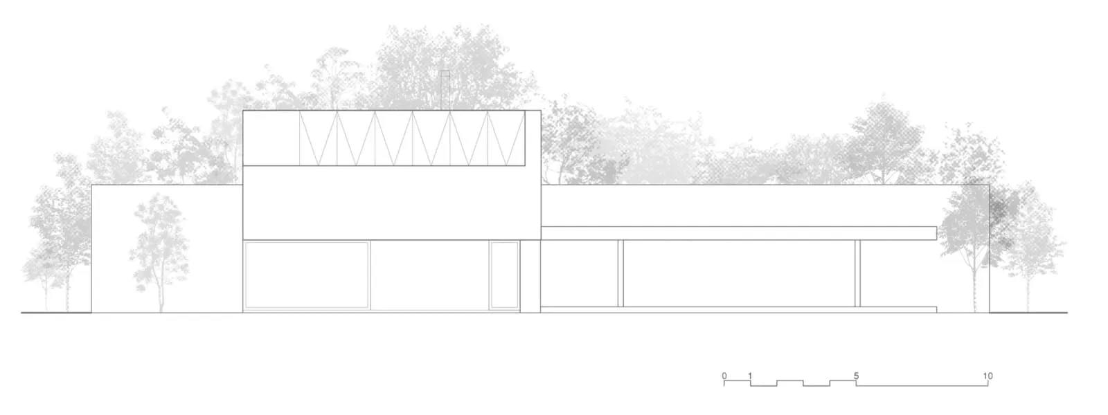 A modern house with a concrete exterior.