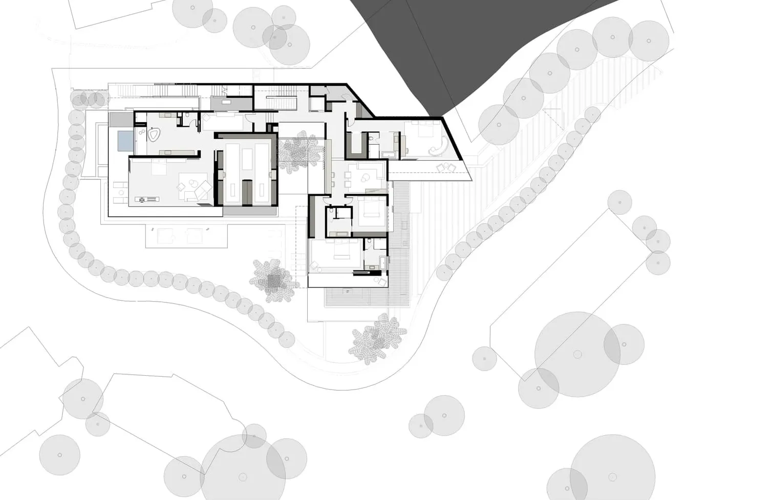 Modern residential building layout with contemporary design elements