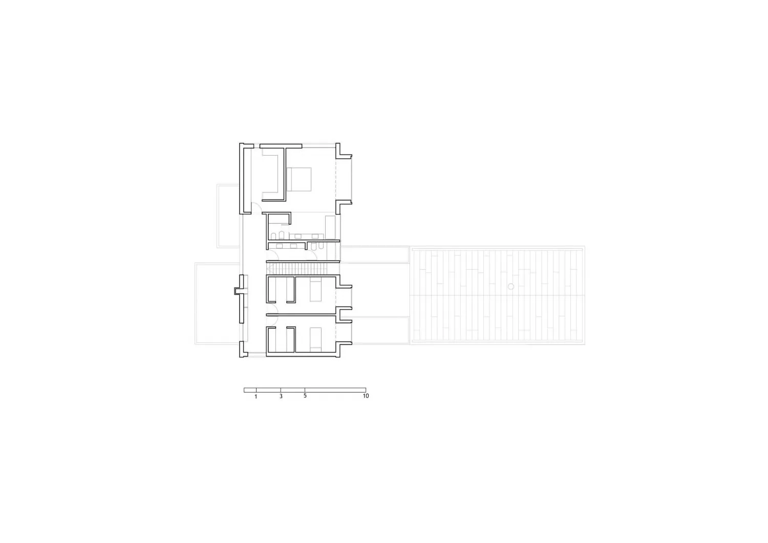 A detailed architectural drawing of a modern building.