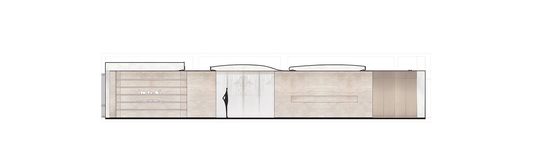 Modern interior design with wooden flooring, showing a minimalist layout with open spaces and natural light.