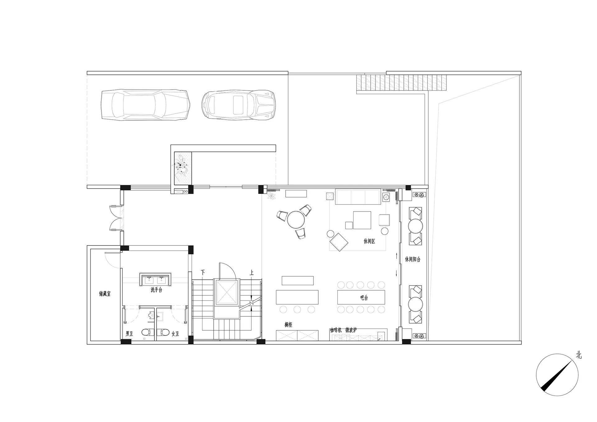Modern interior architectural planning diagram showing rooms, spaces, and layout.