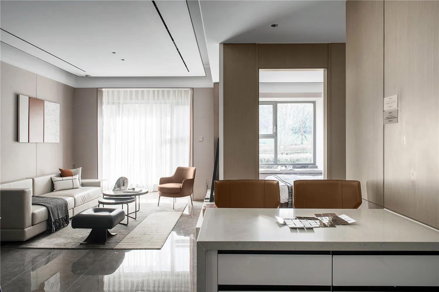 Contemporary living room featuring minimalist design with modern furnishings.