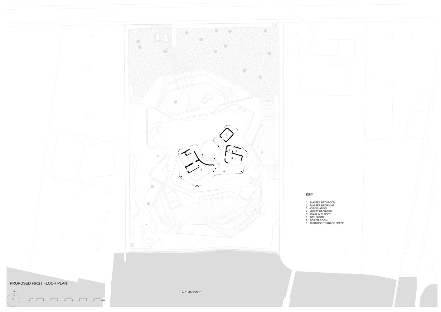 Floor plan of a modern penthouse showing the layout of interior spaces.