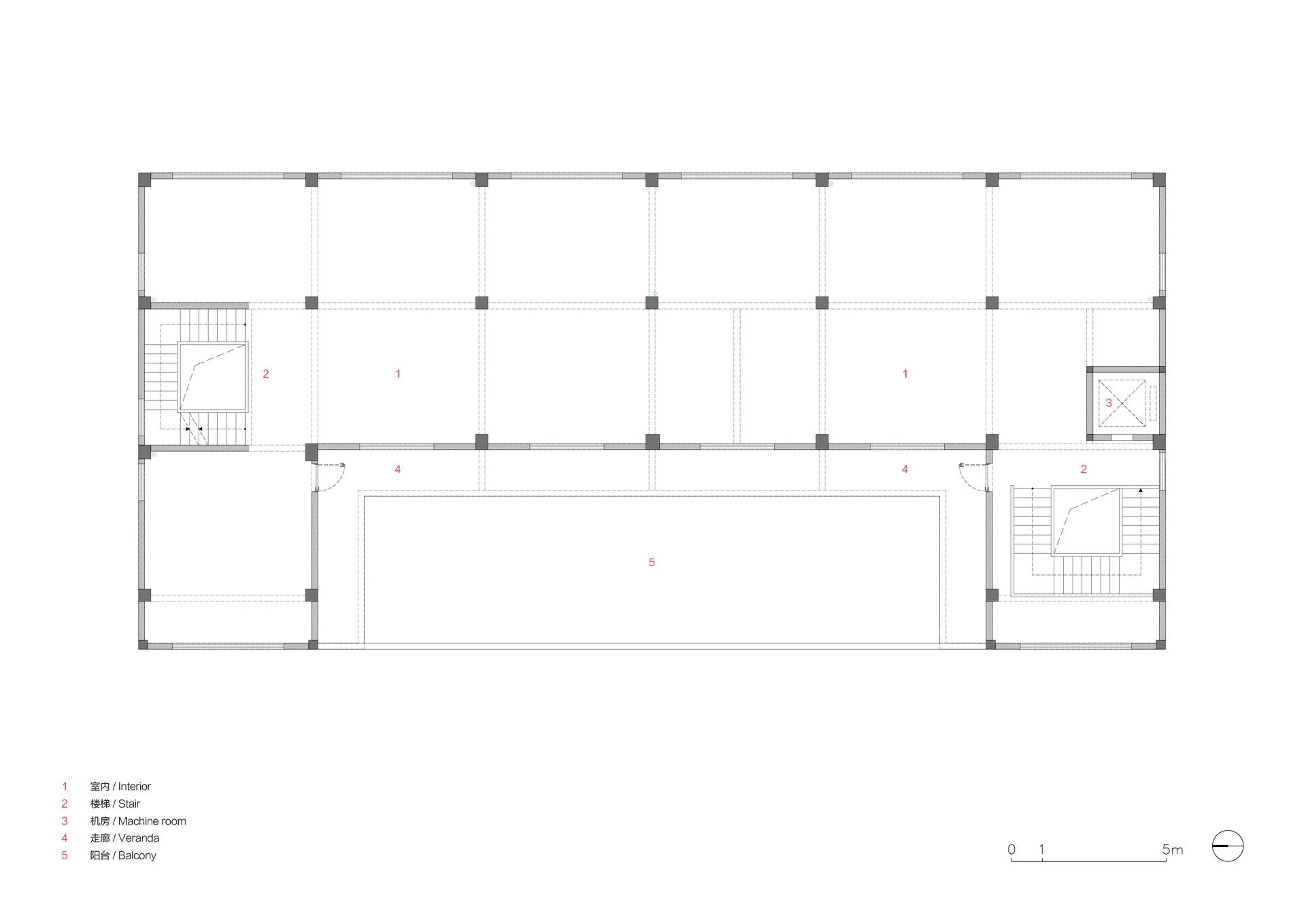 工業建築的技術圖面，展示鋼樑與混凝土地板。