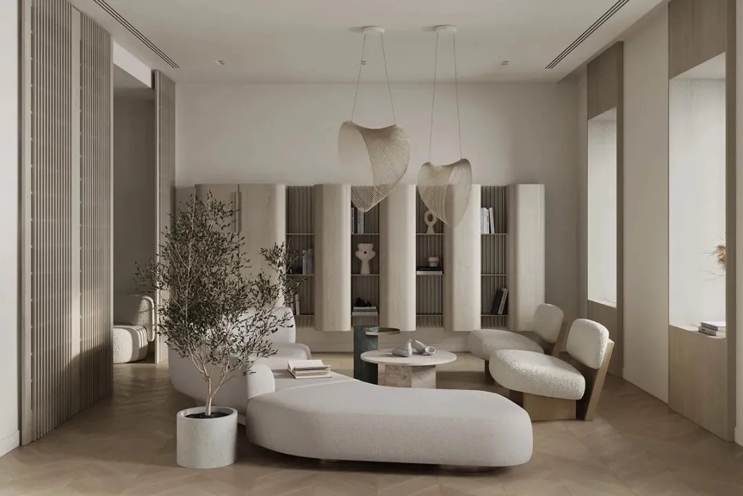 Minimalist living room with modern furniture and neutral color palette