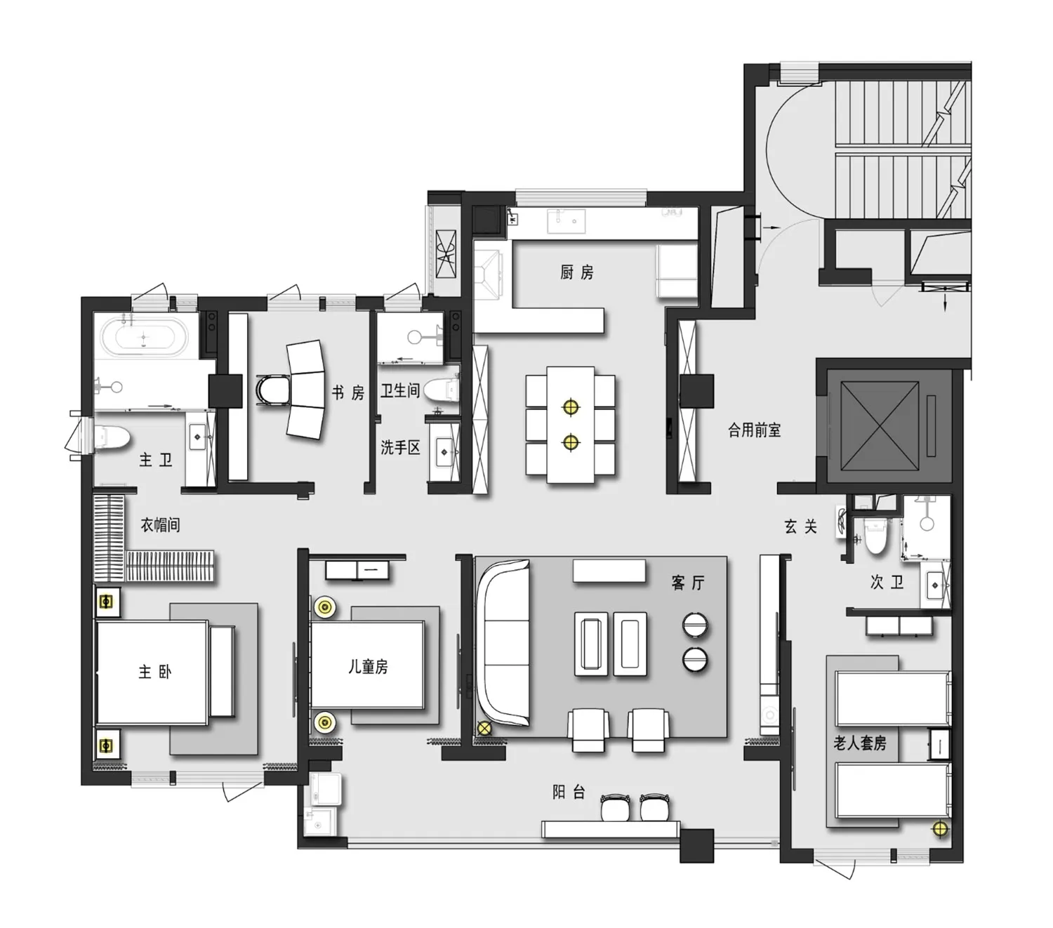 Modern living room with a minimalist design including sofa, coffee table, and TV stand.