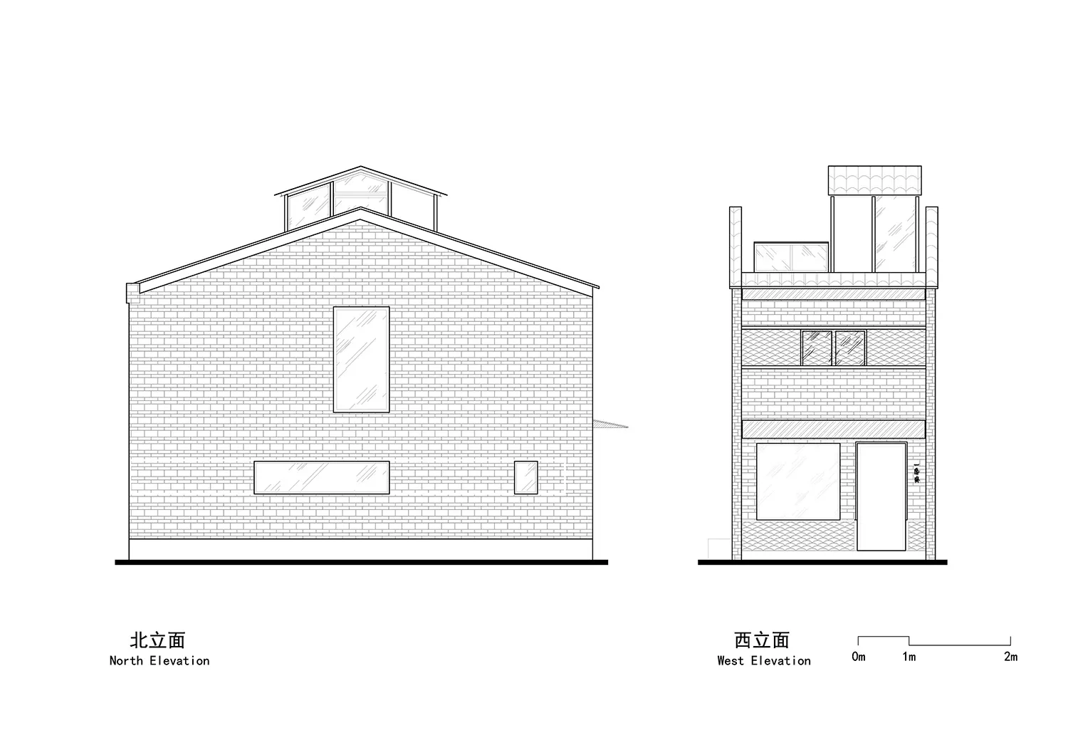 磚造立面與平屋頂的建築外觀。