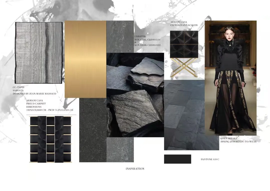 Industrial interior design featuring metallic textures and materials, with a focus on lighting, materials, and spatial compos