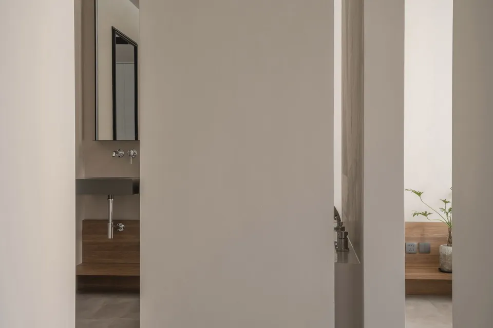 Concrete bathroom interior