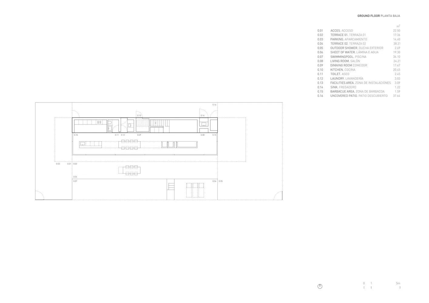 住宅室內一樓建築平面圖,採用混合材質設計。