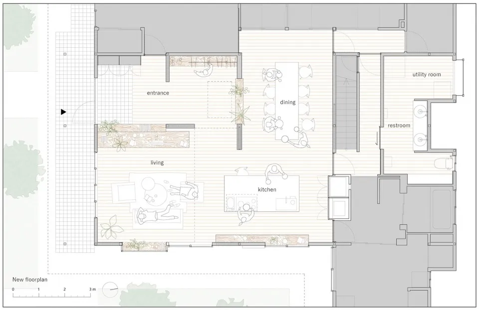 Floor plan of a modern residential living room