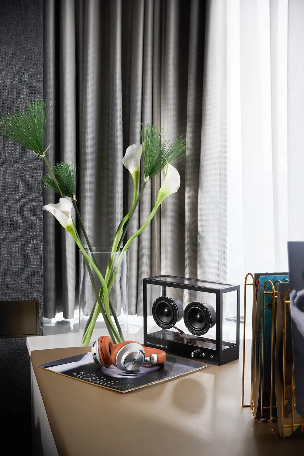 A modern minimalist bedroom featuring a sleek, contemporary design with a focus on simplicity and elegance.