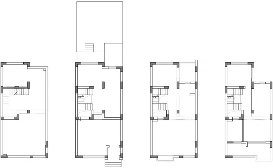 簡約住宅平面圖，展示房間與空間的配置。