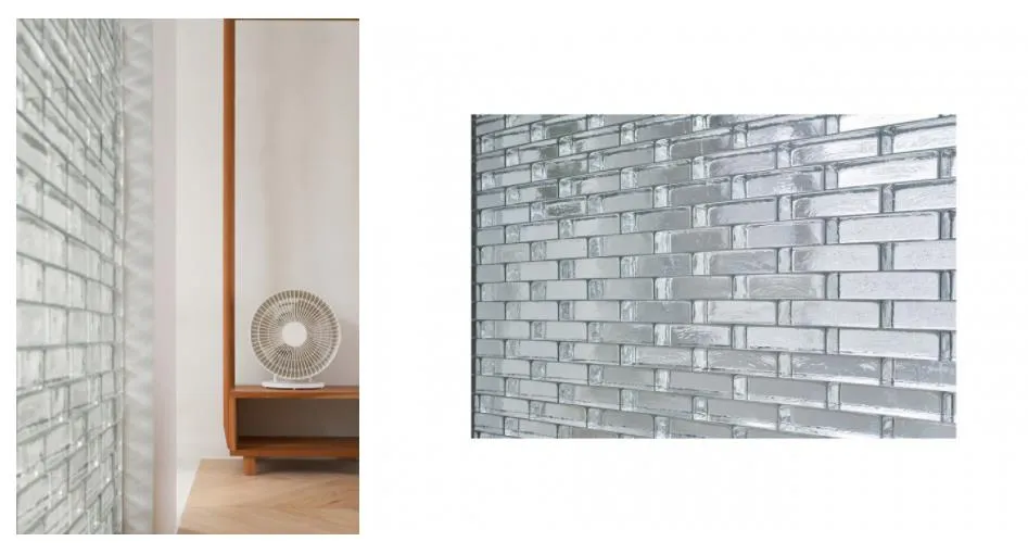 Modern interior design showcasing metallic glass mosaic tiles on a wall