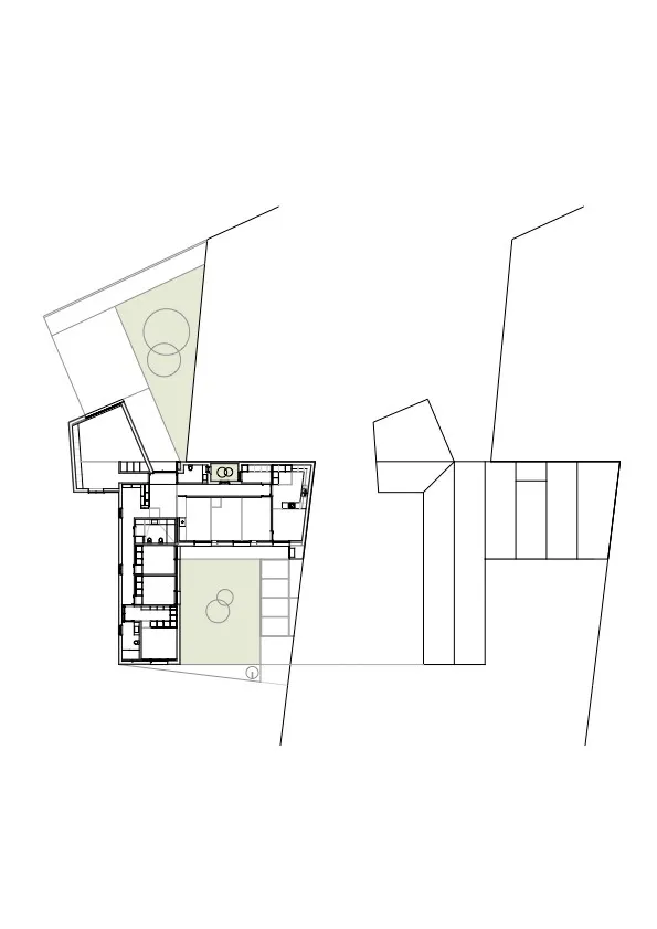 2D architectural floor plan of a modern interior space.