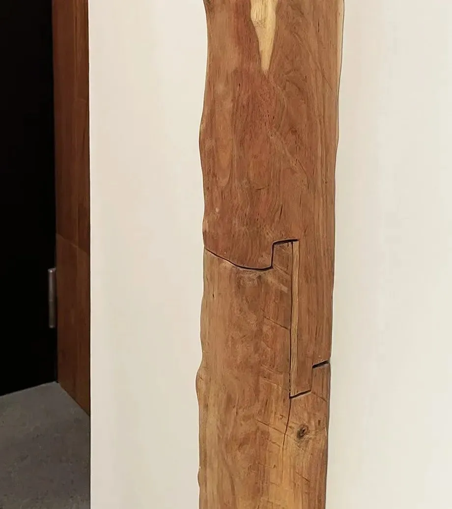 Modern sculpture made of wood in an interior space