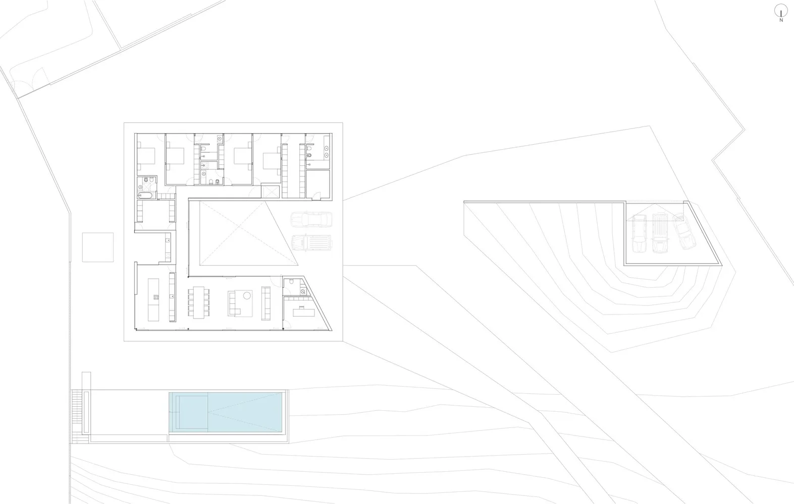 Modern residential floor plan featuring a concrete design.