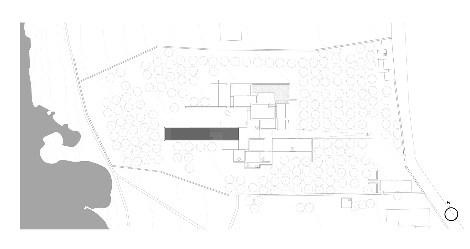 Concrete residential interior floor plan showing layout and design elements.