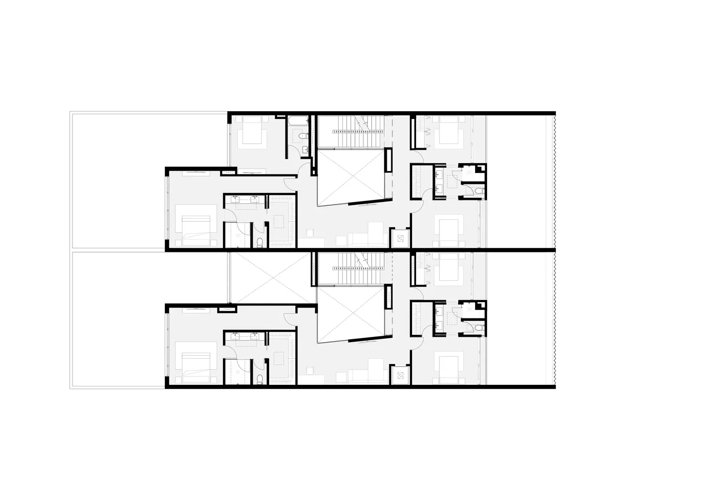現代公寓平面圖,展示黑白設計的細節布局。