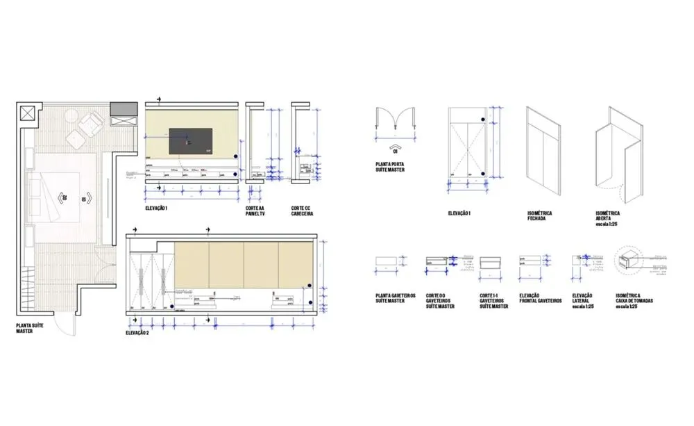 Modern suite master bedroom floor plan with dimensions and details