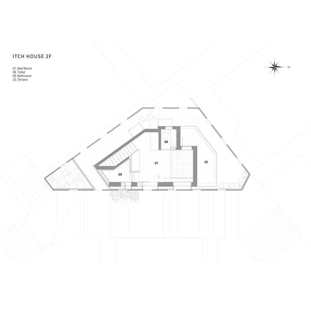 A technical blueprint of a modern bedroom suite with wooden flooring and clear labeling of areas.