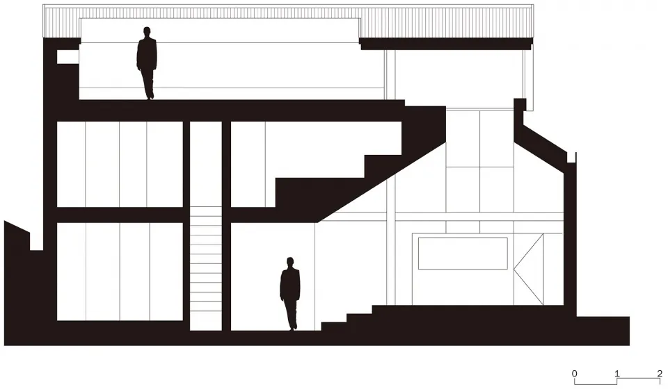 現代室內空間的建築圖,展示多種房間與區域配置。