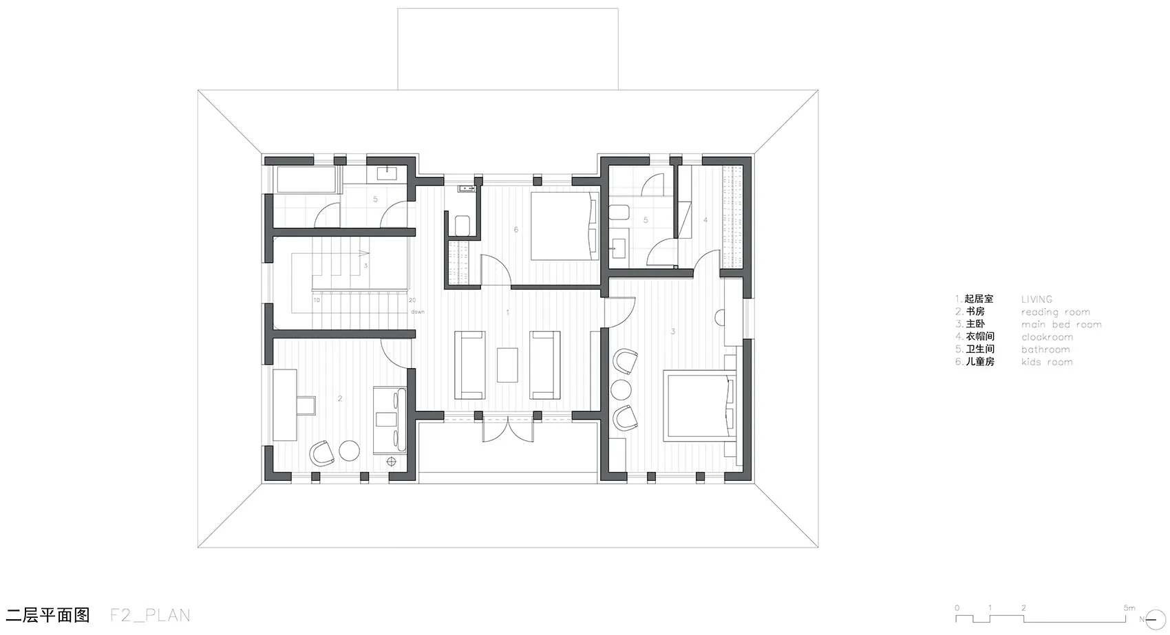 Detailed architectural drawing of a house's floor plan, including rooms and layout.