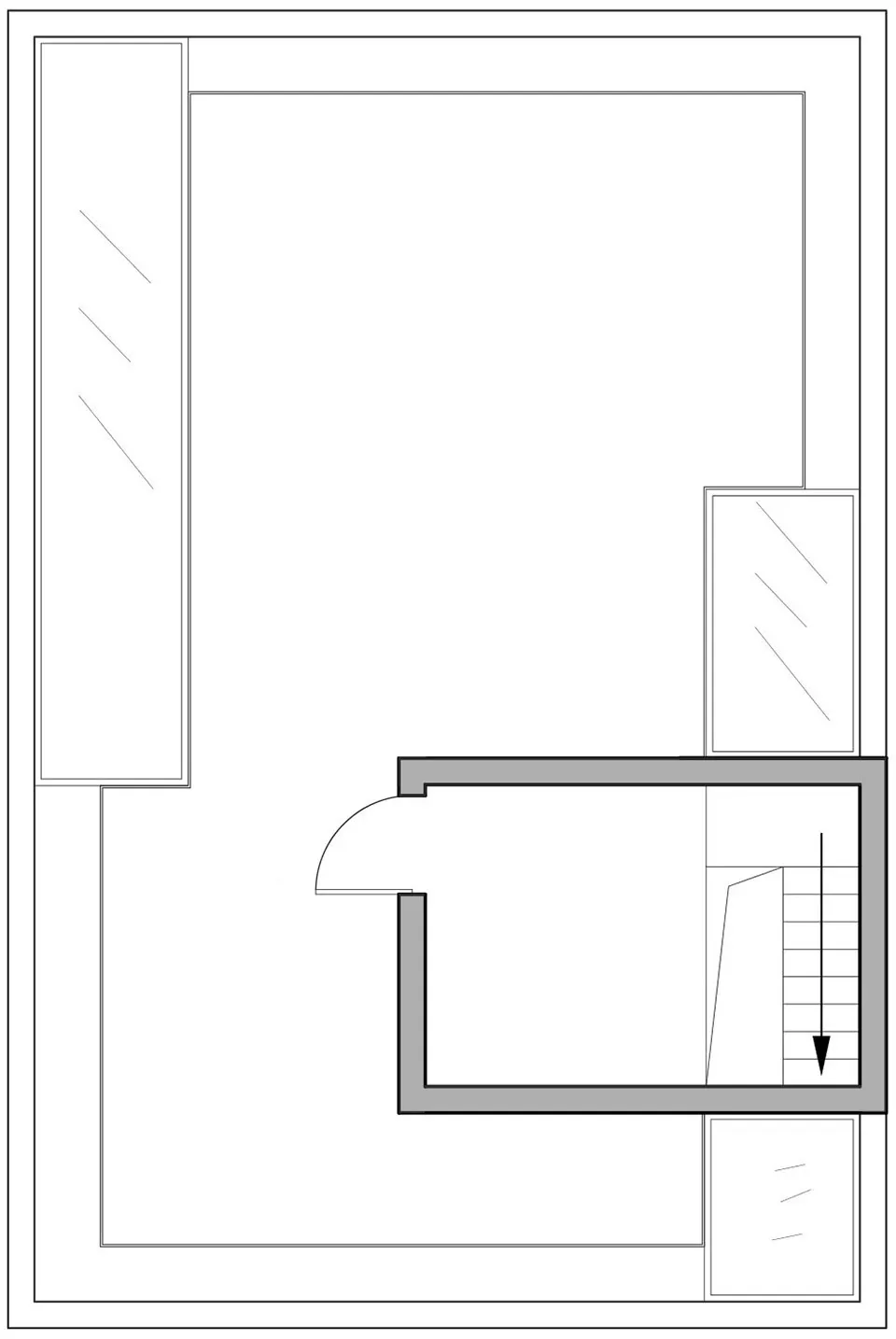 A detailed paper cut-out illustration of a staircase layout on a floor plan