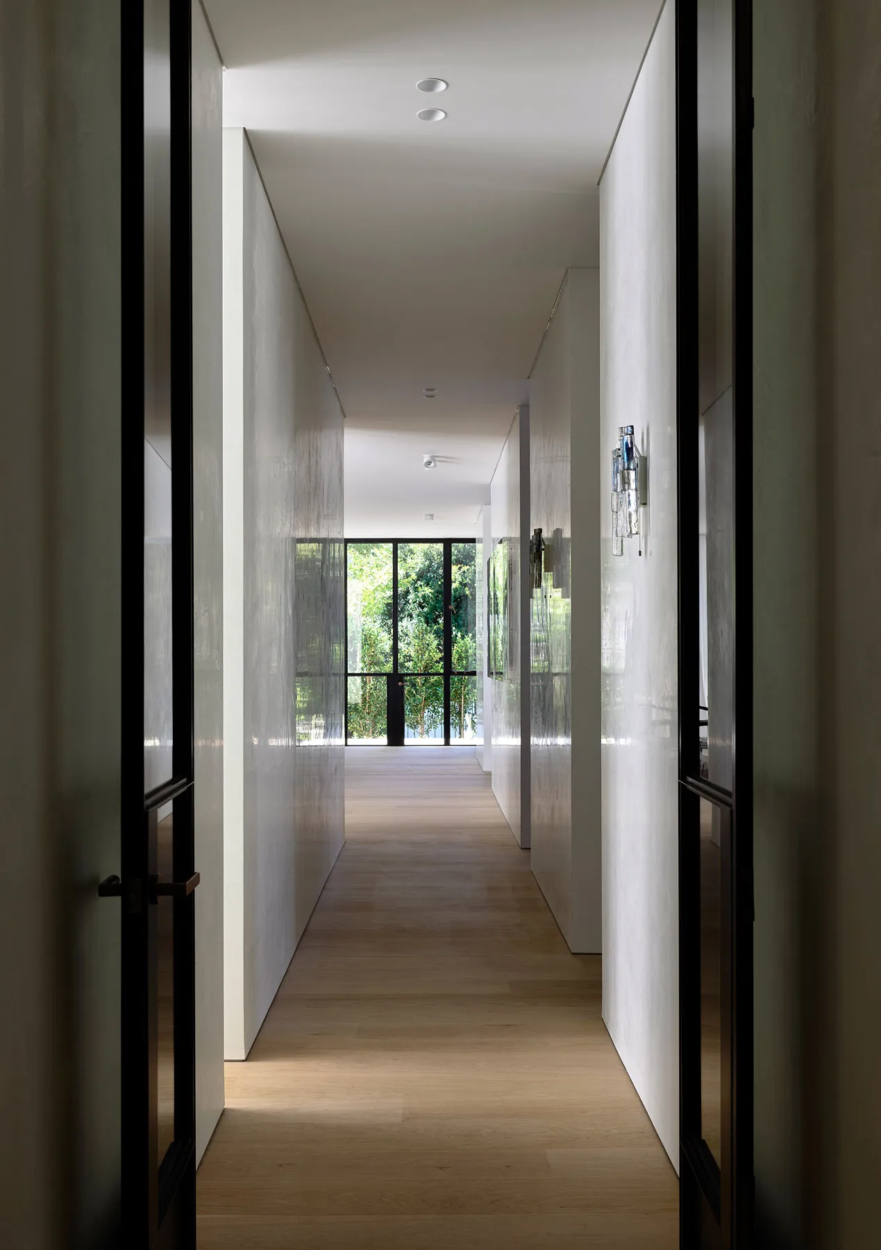 Modern interior with white walls and glass