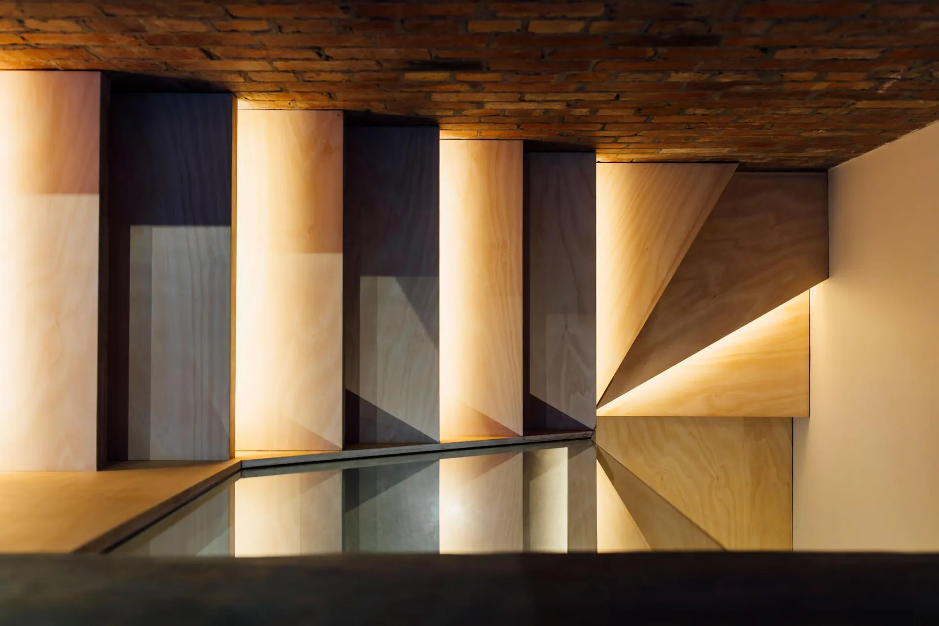 A modern cabinet made of wood plywood