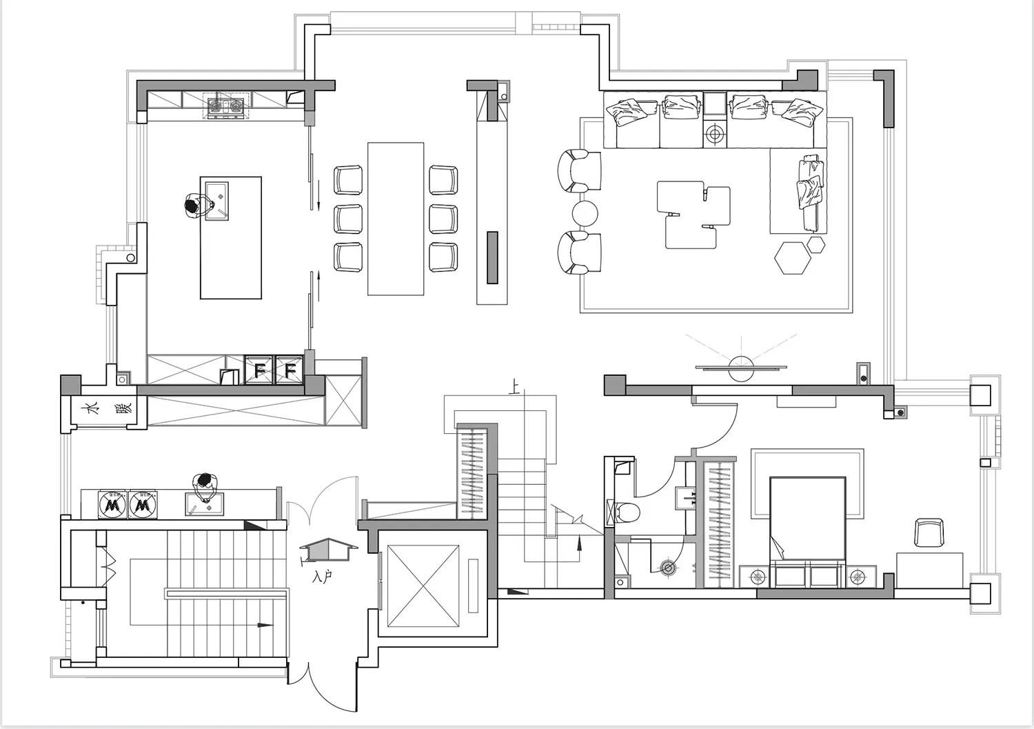 Detailed architectural rendering of a modern building interior showing spacious rooms and open spaces.