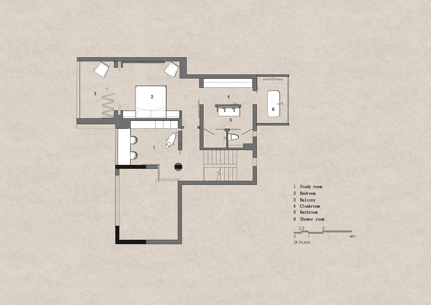 A detailed 2D floor plan of a modern residential home showcasing contemporary architectural elements.