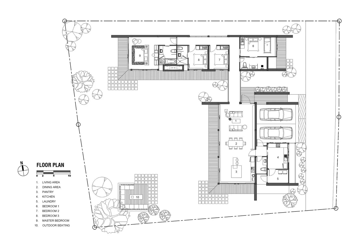 Detailed residential home floor plan showcasing contemporary design features and functional zones.