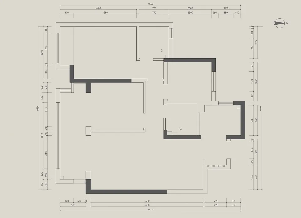 Detailed architectural floor plan for a modern residential interior