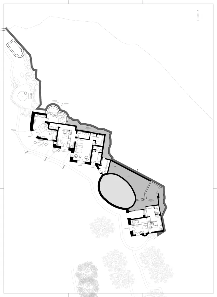 Detailed architectural floor plan with black lines on a white background.